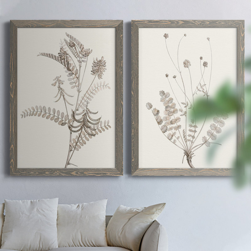 «Neutral Botanical Study VIIP», reproduction d'art encadrée - prête à être accrochée, H 31,5 po x l 47 po x P 1,5 po