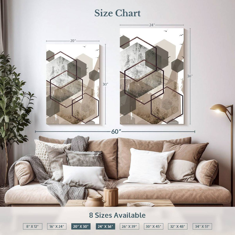 Avery Hexagons Beige III, 36" H x 24" W