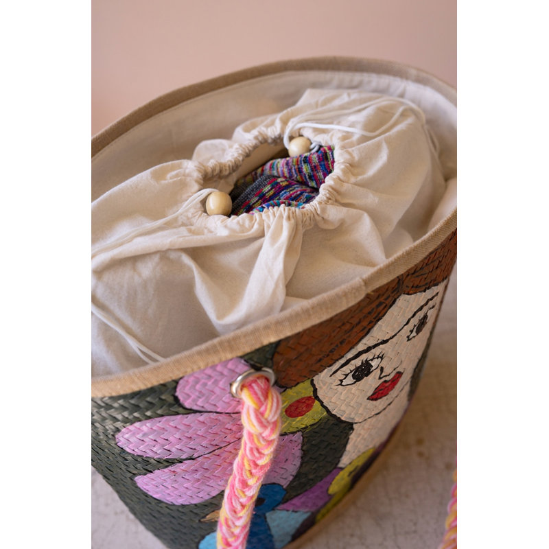  Sac de ruppie maritime peint à la main avec des oiseaux bleus