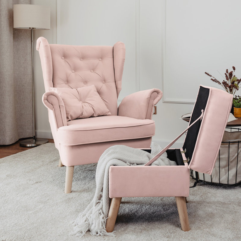 Upholstered Armchair, Pink