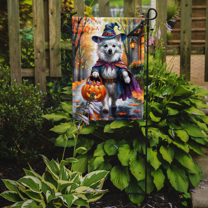 Mastiff Halloween Trick or Treat Garden Flag, American Eskimo