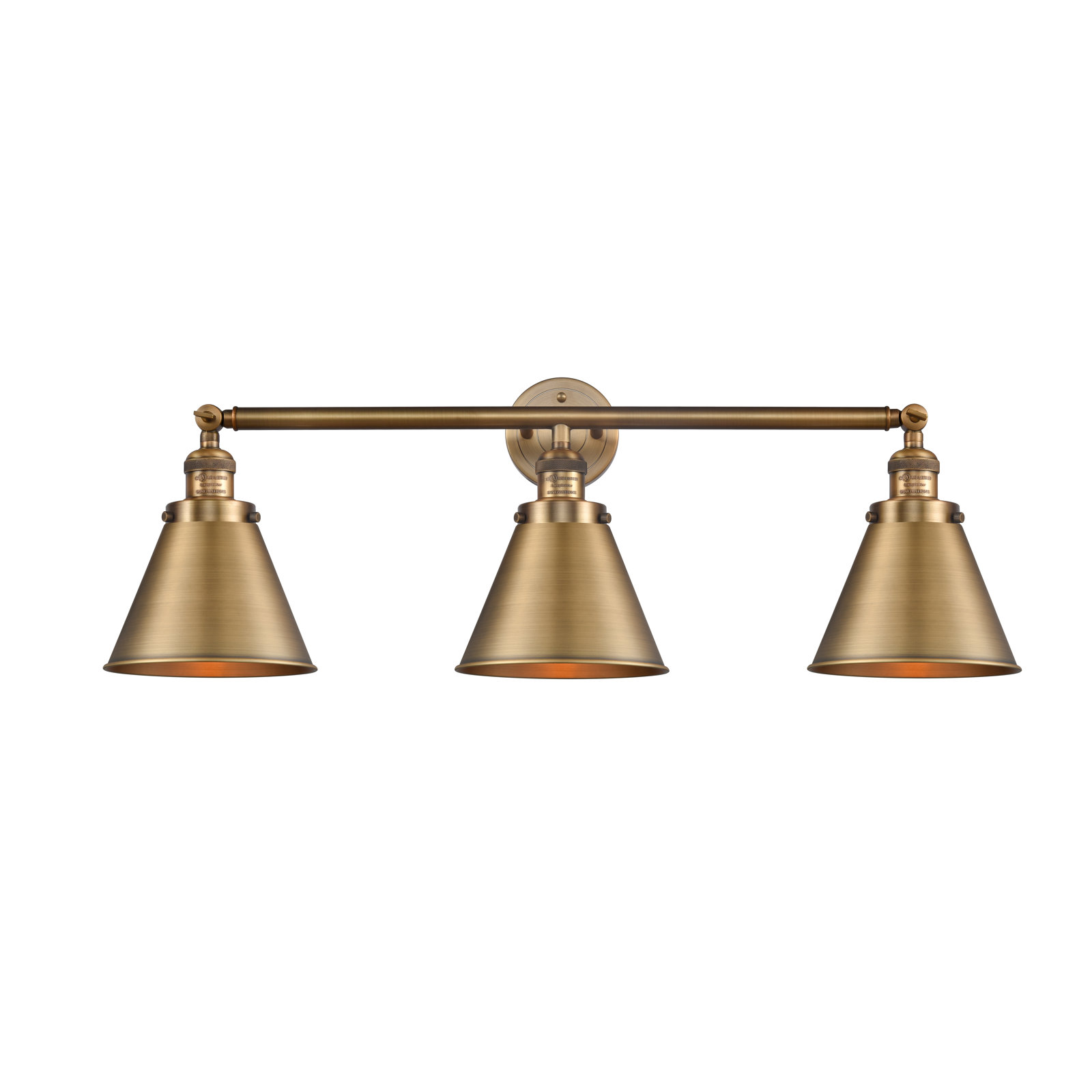 Rouvin 3 Light Dimmable Vanity Light, Brushed Brass