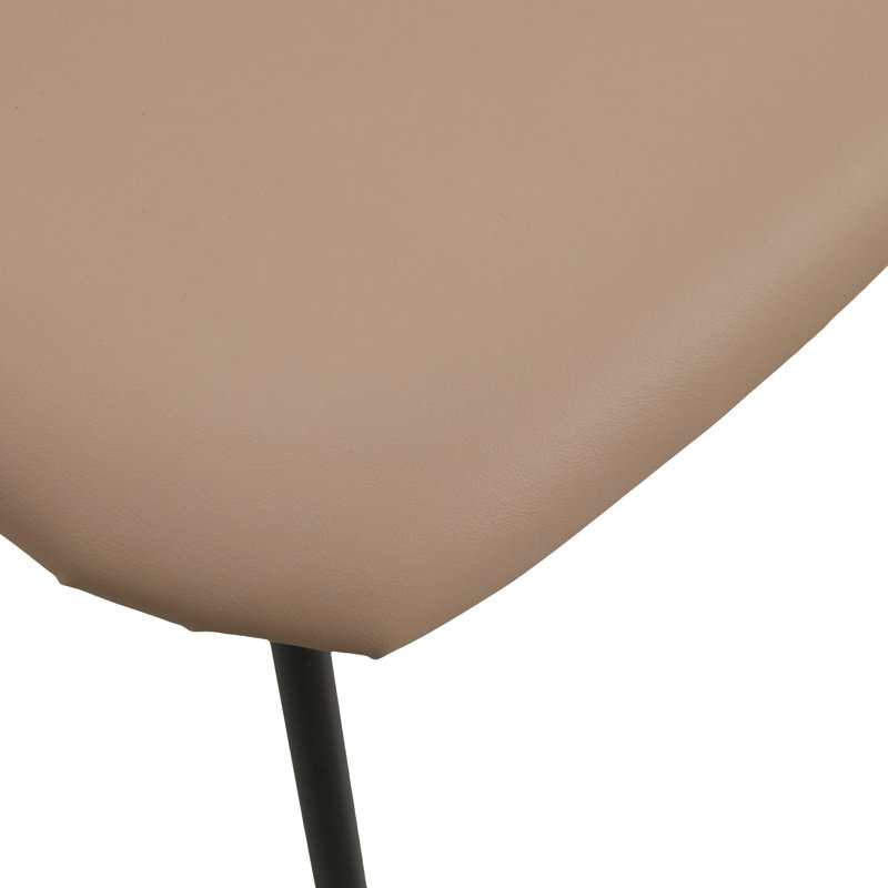 Chaise de salle à manger rembourrée en cuir Harjo avec dossier en hêtre et pieds en fer Harjo, Bois foncé, Taupe