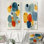 «Minimalist Meditation Stone Collage II», ensemble d'art mural Mid-Century en métal - imprimé sur métal
