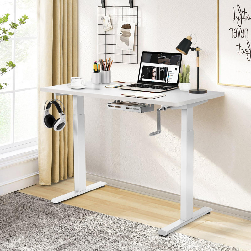 Katharien Adjustable Height Steel Standing Desk, White