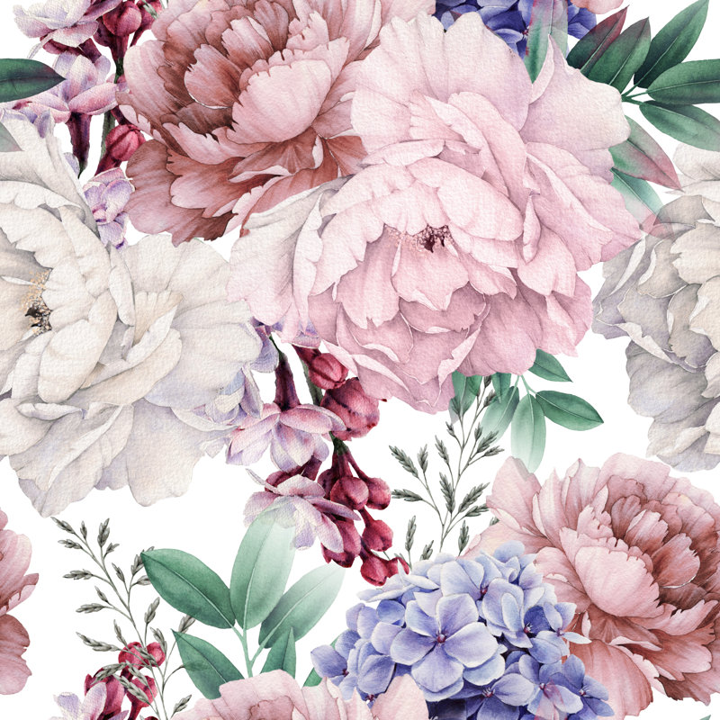 Motif floral avec pivoines Achim par Olalya, H 30 po x l 30 po