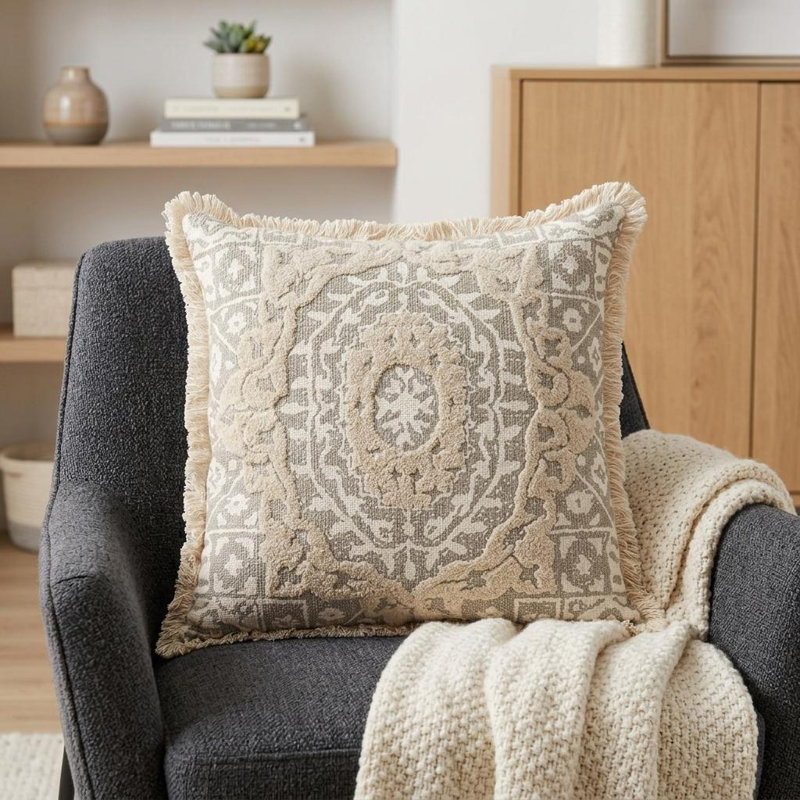 Coussin décoratif Abou beige, Beige / kaki