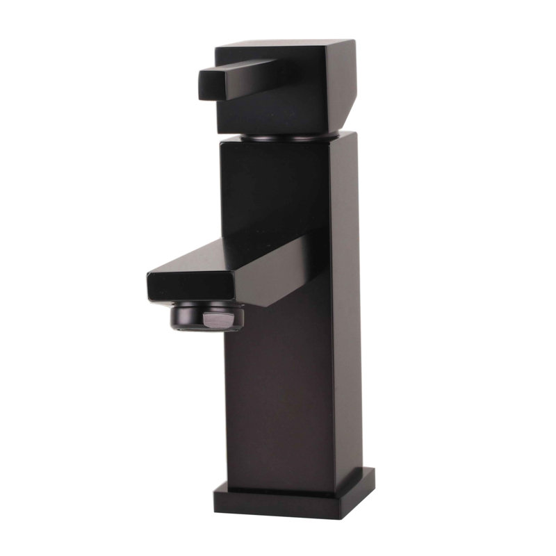 Single-Hole Bathroom Faucet with Drain Assembly, Oil Rubber Black