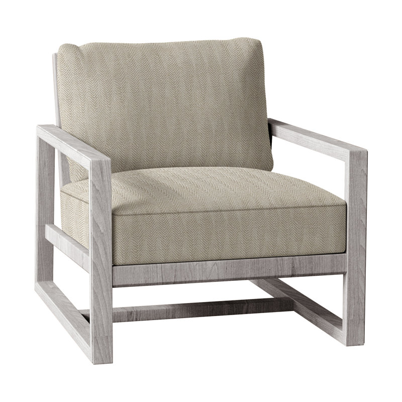 Avondale Patio Lounge Chair with Cushions, Natural Teak, Welt + Standard fill, Herringbone Sand