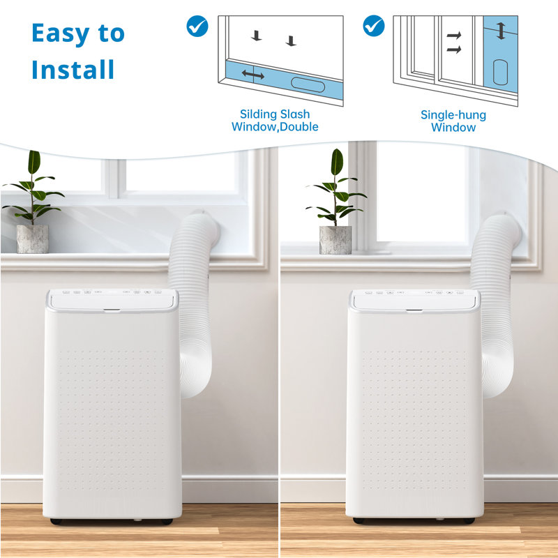 3-In-1 Portable Air Conditioner with Low Noise, Remote Control, Sleep Mode, Auto Swing & 24H Timer for Rooms Up to 700 Sq.Ft, 14,000 BTU (White)