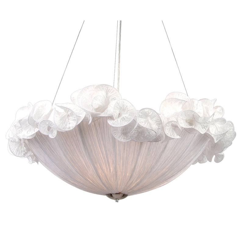 Transitional 3 Light White Fabric Pendant