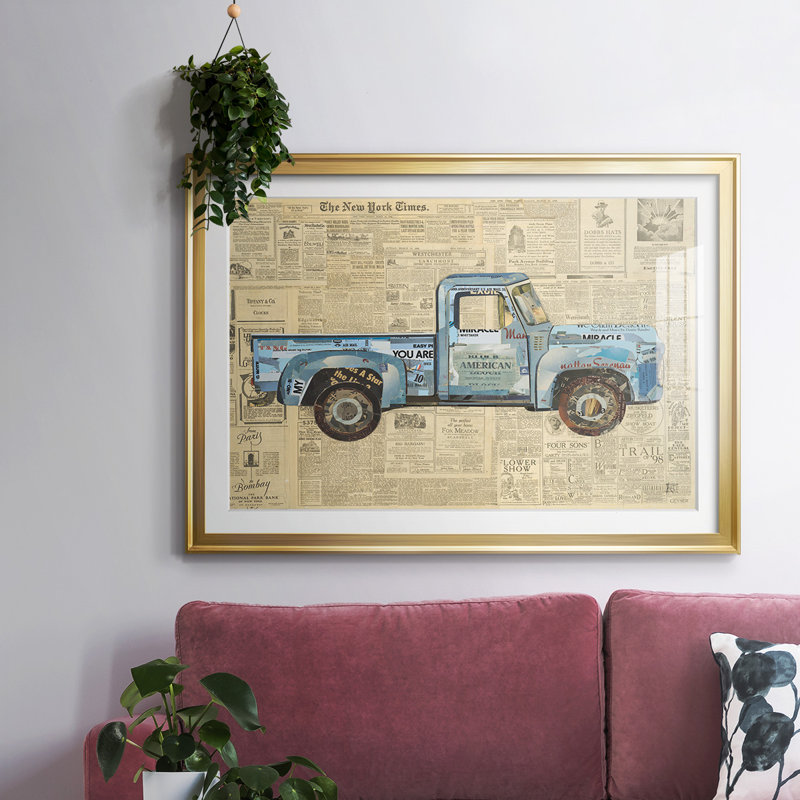 George's's 53 Ford, reproduction d'art encadrée, Or, H 27 po x l 39 po x P 1,5 po