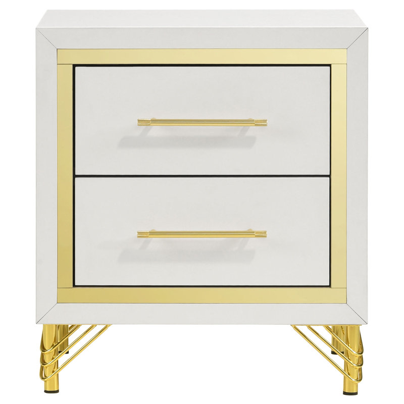Chesney White 2-Drawer Nightstand Bedside Table