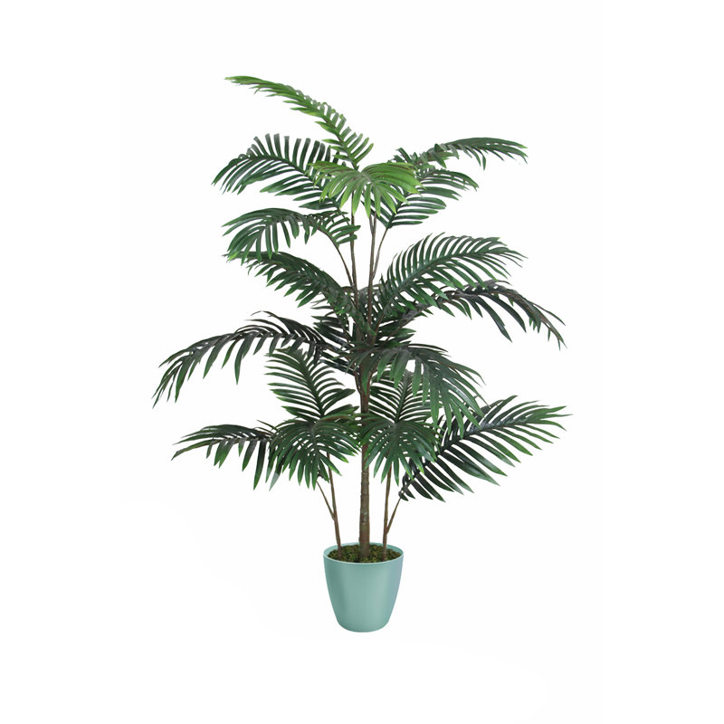 Faux Palm Plant in Planter, 120cm H x 75cm W x 20cm D, Green