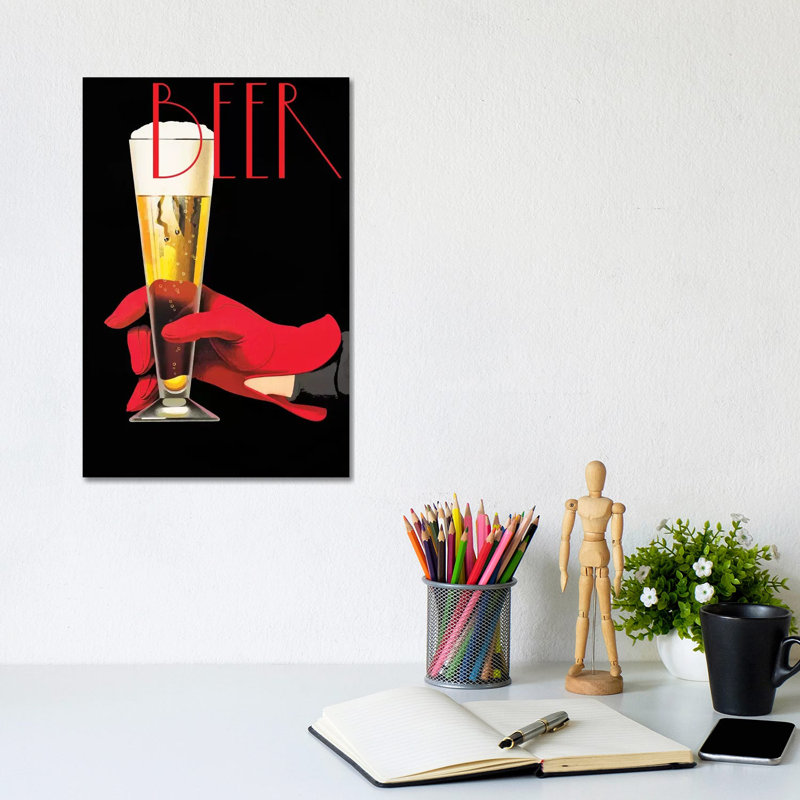 Red Glove Beer - Wrapped Canvas Print, 20.32 cm H x 30.48 cm W