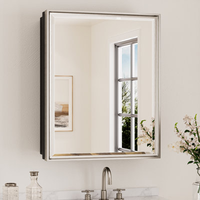 Cyrille Recessed & Surface Framed Medicine Cabinet with Mirror and Shelves