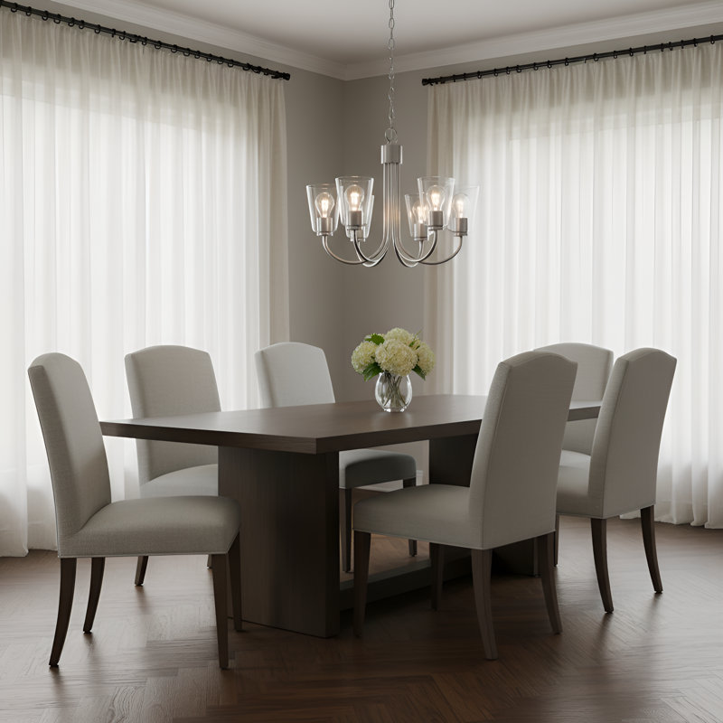 Miles Five Light Chandelier from Generation Lighting , 17.375" H x 21" W x 21" D, 5 Lights, Brushed Nickel