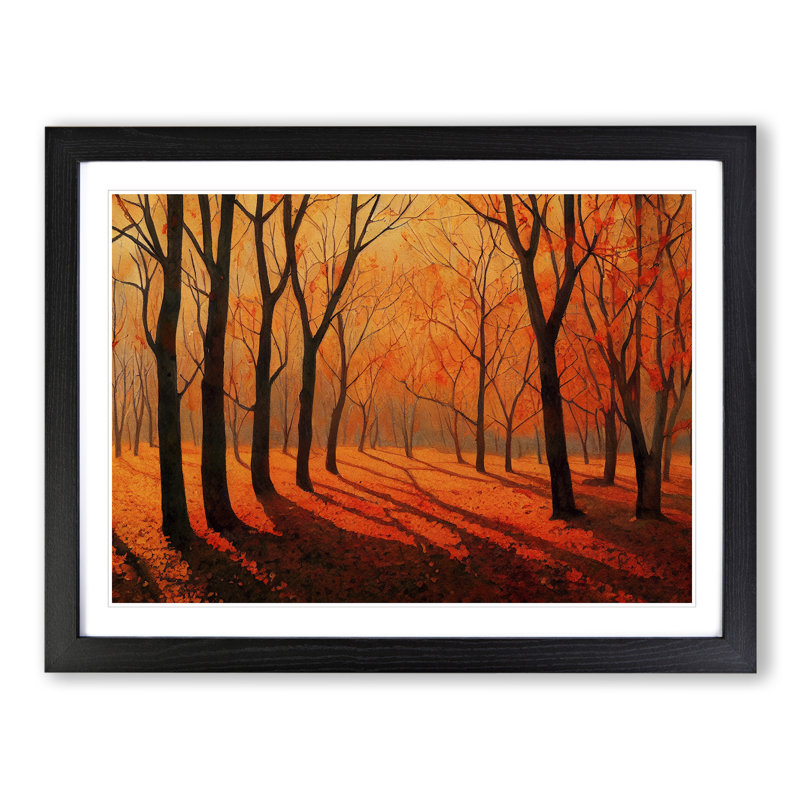 Electrifying Autumn Forest - Single Picture Frame Painting, 46cm H x 64cm W x 2cm D, Black 