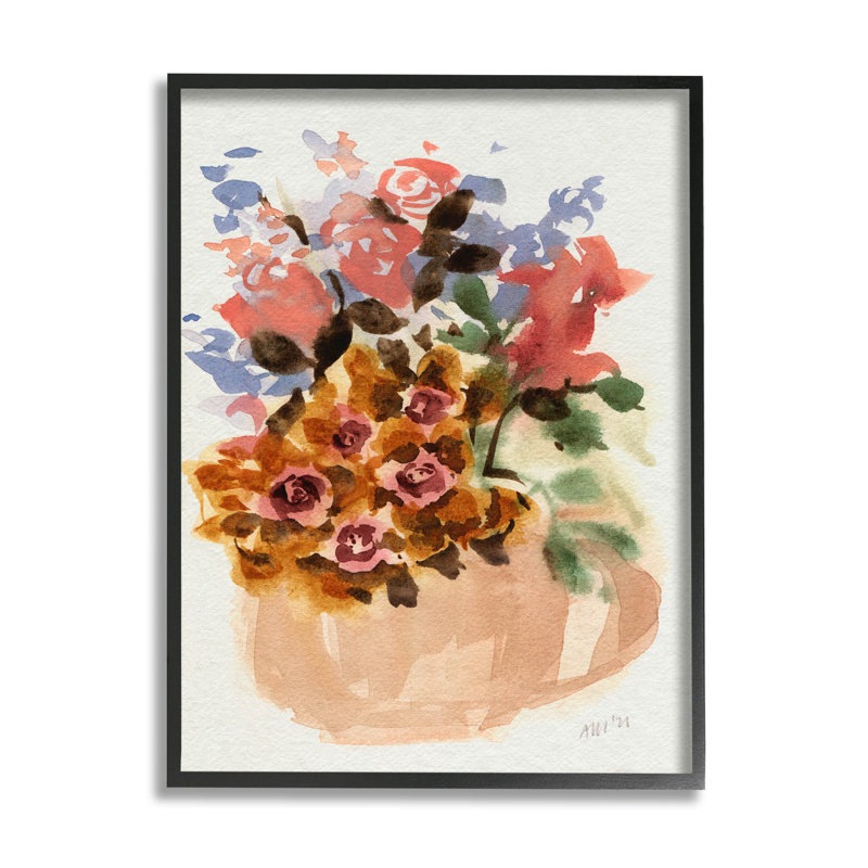 Abstrait bouquet de fleurs formes, estampe numérique par Ania Zwara, H 14 po x l 11 po x P 1,5 po