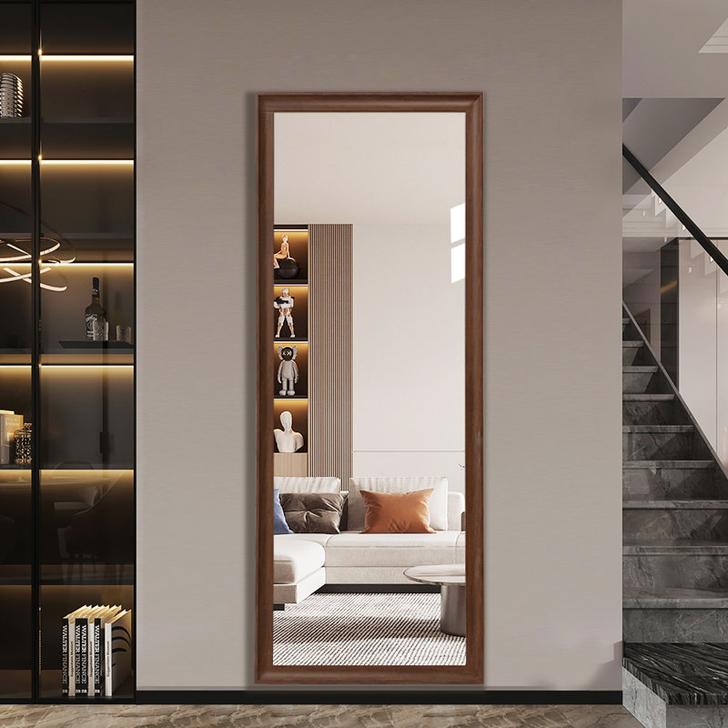 Rustic Full Length Mirror – Wall Mounted or Freestanding, Shatter-Resistant Wooden Frame for Bedroom & Entryway, 67" x 25"