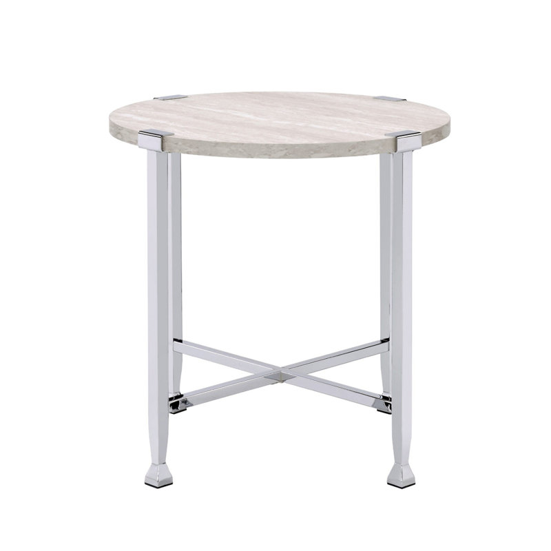 Round End Table With X-Shape Support