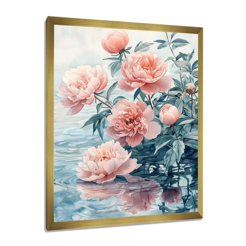 Belcourt - salon d'art mural floral, H 44 po x l 34 po, Reproduction encadrée d'une seule photo, Doré