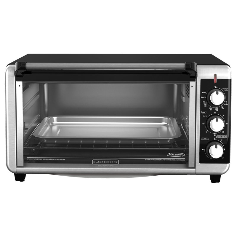 BLACK+DECKER 8-Slice Extra Wide Convection Toaster Oven, TO3250XSB, Fits 9"x13" Oven Pans and 12" Pizza, Stainless Steel/Black