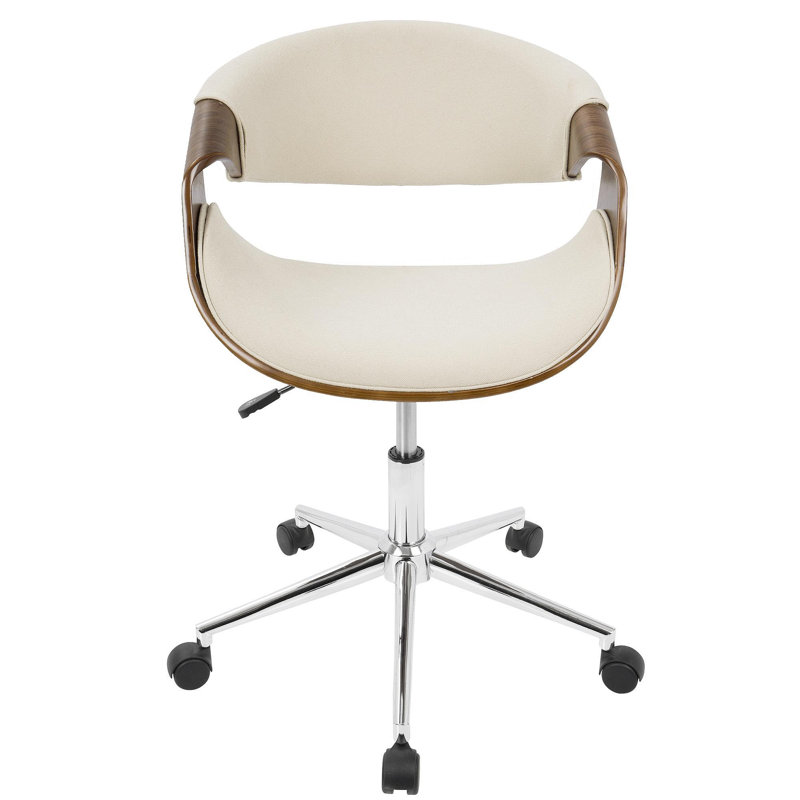 Chaise de bureau en noyer et crème