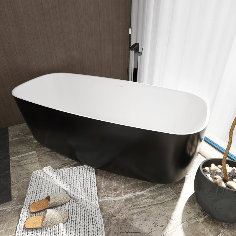 Baignoire de trempage autoportante en acrylique noir mat 59 po x 28 po