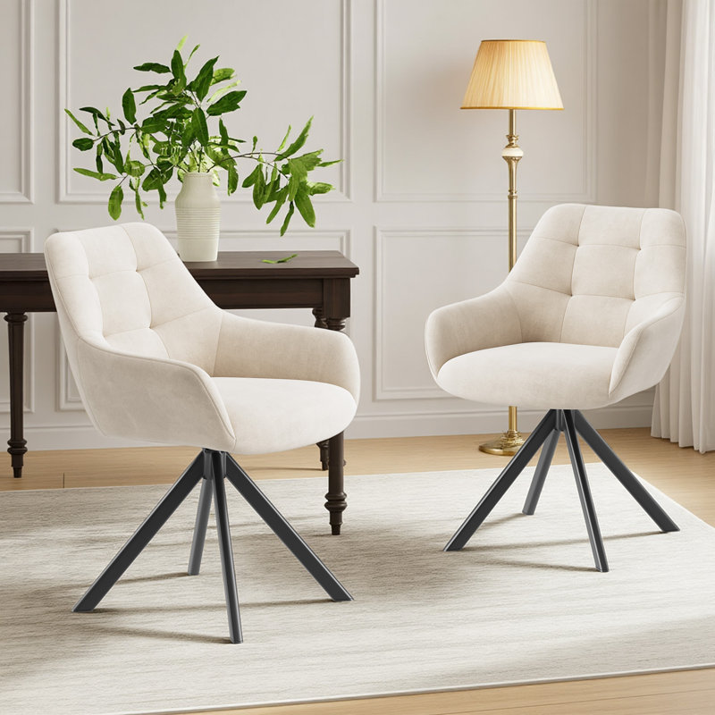 48cm H Fabric Upholstered Metal Upholstered Back Armchair, Beige