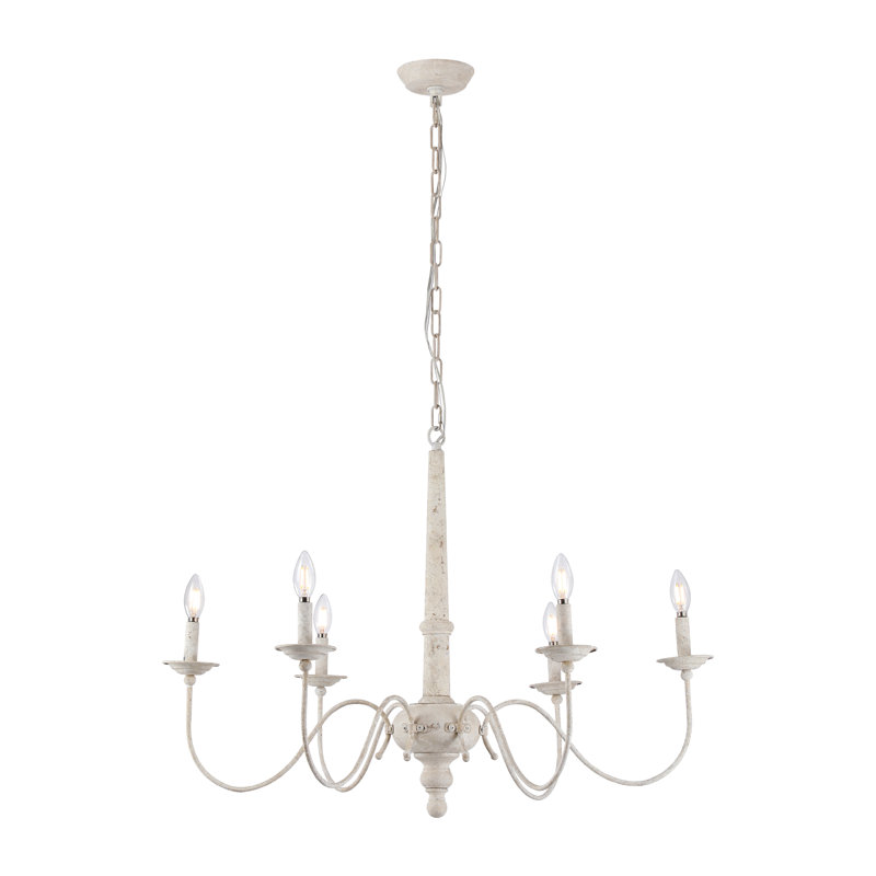 Benton 6 - Light Country Small Chandelier Antique White