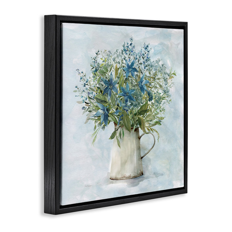 Bouquet de lait de campagne champêtre, Cadre flottant gris lustré, H 18 po x l 18 po