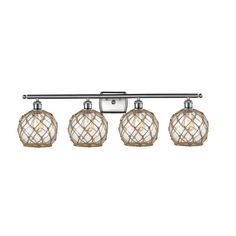 Éclairage de salle de bain à intensité variable 4 lumières Larochelle Farmhouse Rope, Ampoule incandescente rétro de 60 watts