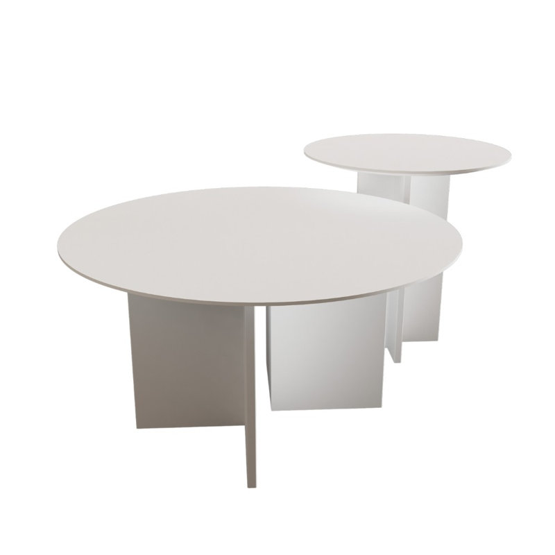 Ensemble de tables basses modernes (2 pièces), blanc, grande table: 31,5 x 16,5 x 31,5 pouces, petite table: 19,7 x 17,7 x 19,7 pouces | 100% panneau de fibres à densité moyenne, 0,7 po d'épaisseur | Conception élégante de couleur unie pour le salon et la décoration moderne