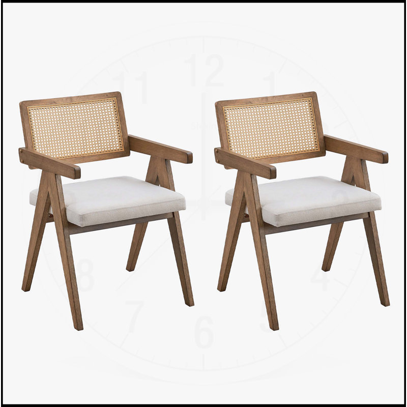 Wooden Frame Upholstered Dining Chairs Set of 2