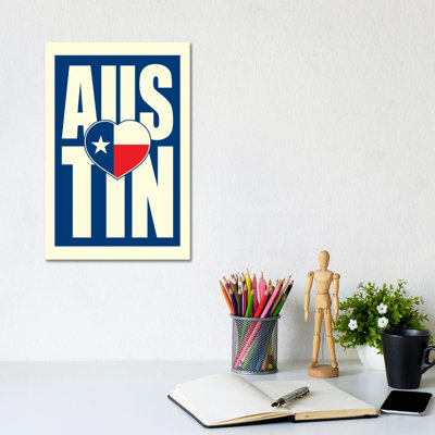 Austin Typography Heart by Benton Park Prints - Wrapped Canvas Print