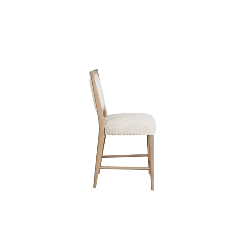 2 tabourets à hauteur de comptoir, siège rembourré couleur sable, siège en tissu pour un confort supérieur, bois massif et tabouret de 2, couleur - siège et
