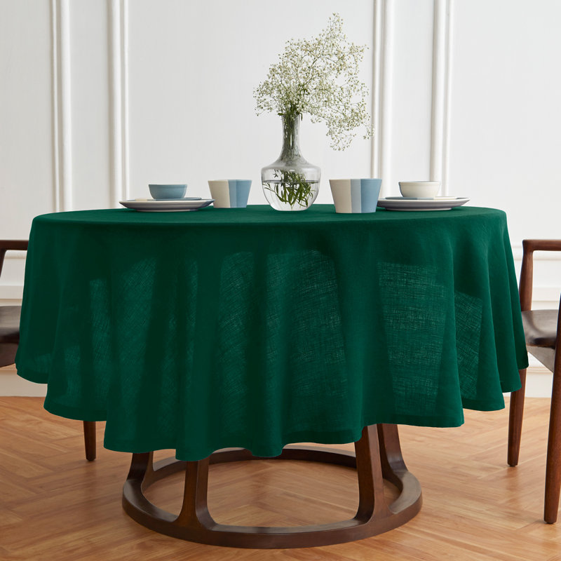 Sonoma - 100% Pure Linen Round Tablecloth (Prewashed), 70" Round, Green