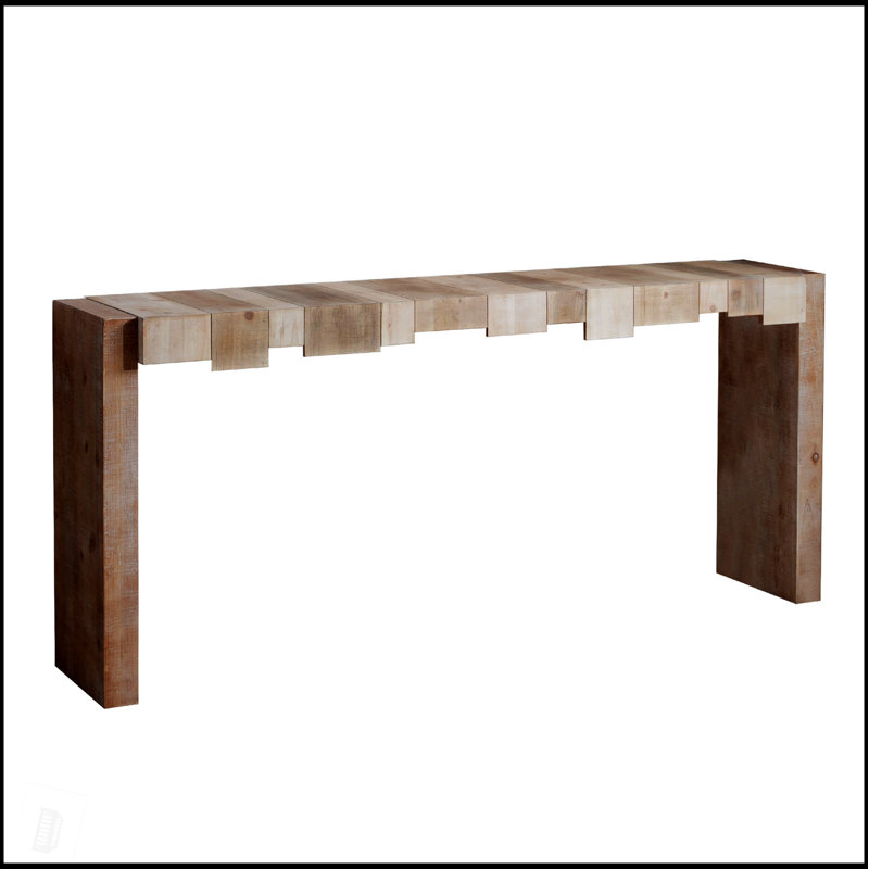 Console moderne rustique avec bloc sculpté