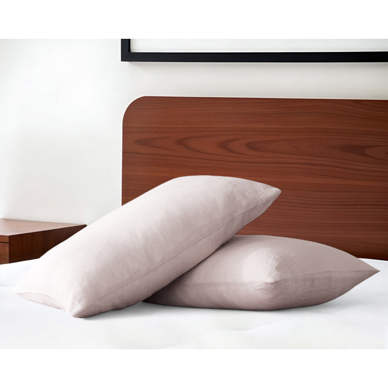 Set of Two Champagne Pink Linen Pillowcases