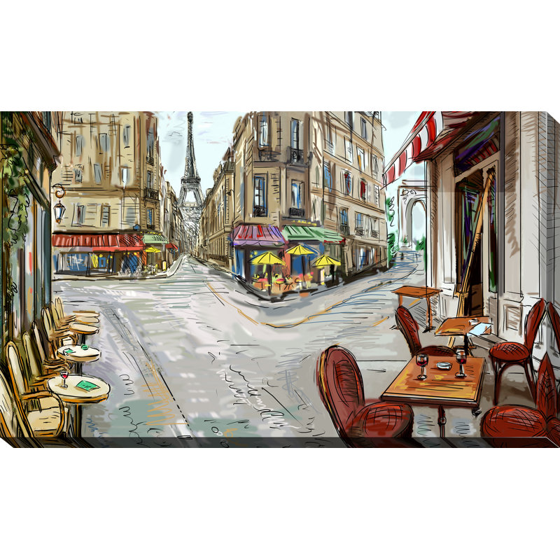 «Day in Paris», reproduction d'art sur toile tendue, H 18 po x l 30 po x P 1 po