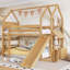Lit mezzanine simple pour enfant avec rangement, bois et design amusant