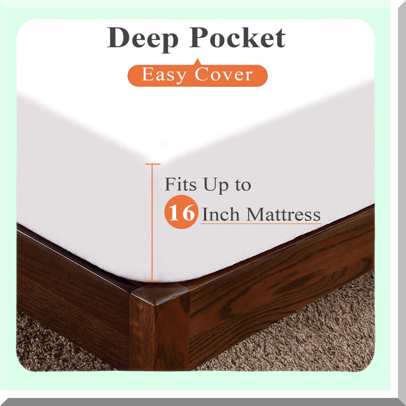 Silky Rayon From Bamboo California King Fitted Sheet - 400 Thread Count White - Deep Pocket - Colorfast Dyes - Soft & Breathable - 1 Pack