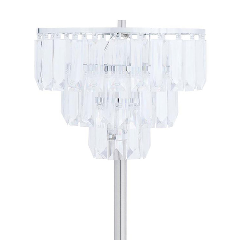 Lampe sur pied suspendue en métal et cristal 61 pouces chrome
