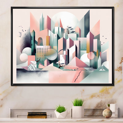 Reproduction d'art abstrait paysage rose et vert surréels II