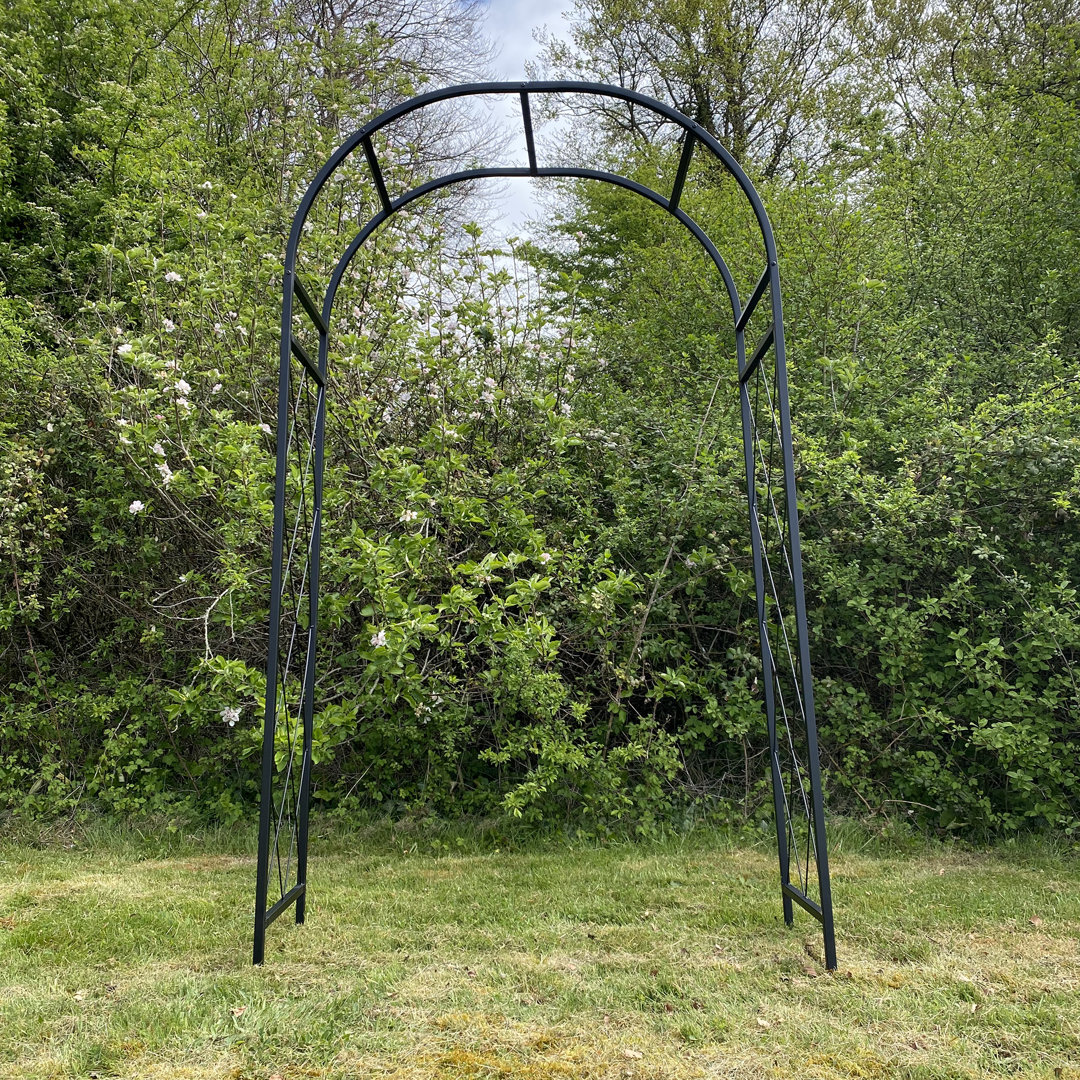 Ahnah 112cm W x 45cm D Metal Arbour with Gate in Black