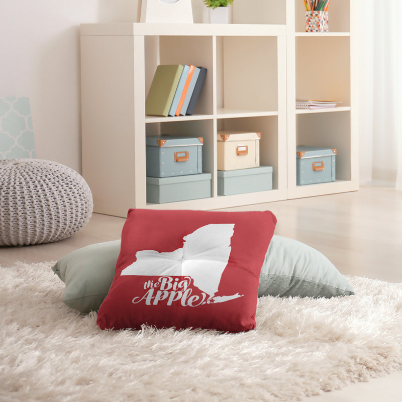 Coussin de sol touffeté big pomme ny, 26 po x 26 po, Rouge