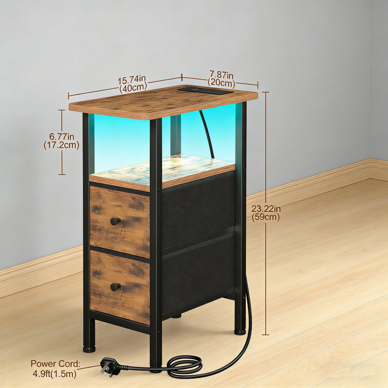 20cm W Metal Bedside Table