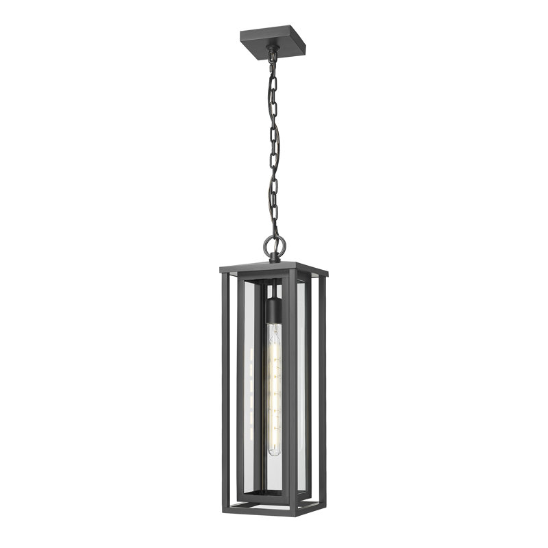 Luminaire suspendu d'extérieur 1 lumière de 7 po avec verre transparent Ashland, Verre transparent