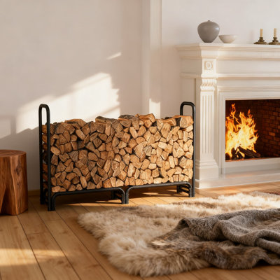 Heavy Duty 8FT Outdoor Firewood Rack With Reinforced Mesh Base, Holds Up To 4000LBS For Fireplace Log Storage And Organization